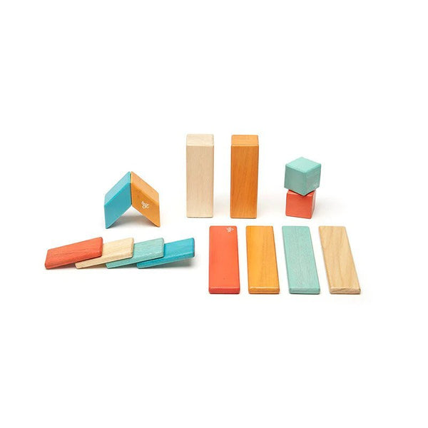 14 Piece Magnetic Wooden Block Set - Sunset - Little Nomad