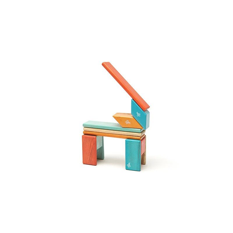 14 Piece Magnetic Wooden Block Set - Sunset - Little Nomad