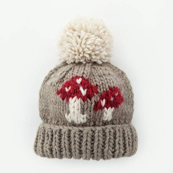 Mushroom Hand Knit Beanie Hat: S (0-6 months) - Little Nomad