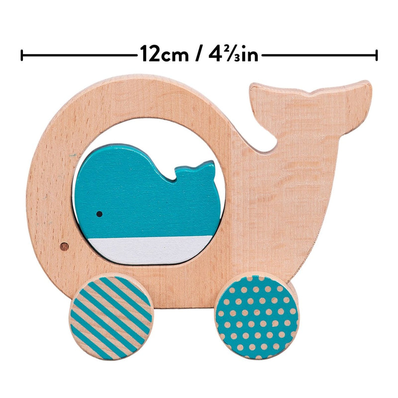 Wooden Push Along Whale & Baby - Little Nomad