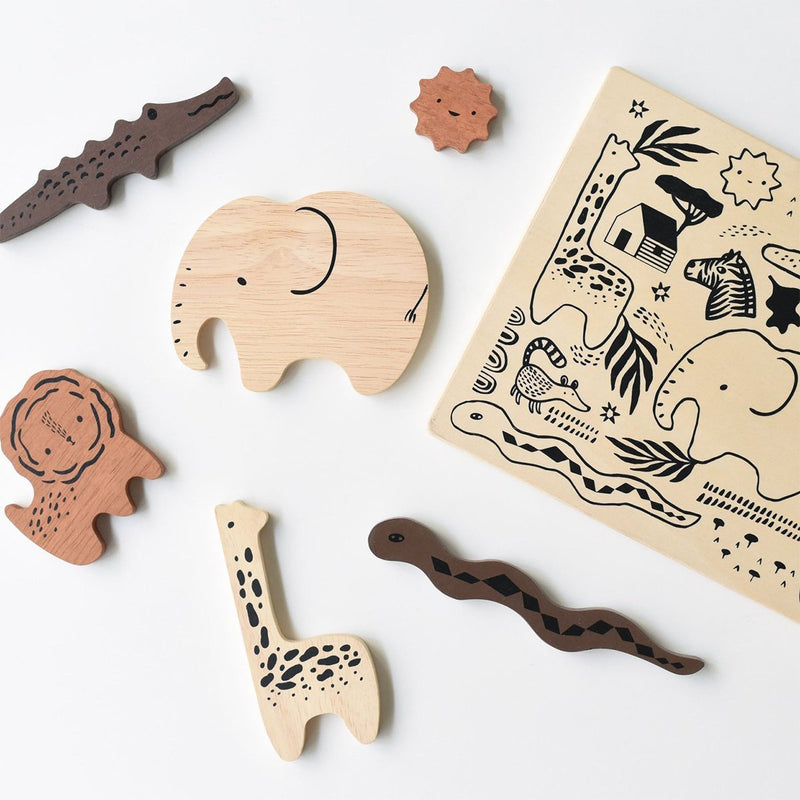 Wooden Tray Puzzle - Safari Animals - Little Nomad